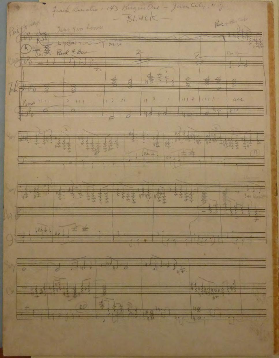 This is Duke Ellington s score or Work Song, the irst part o movement one, Black The presence o Frank Sinatra s name and address at the top most likely dates this to the irst hal o 1942.