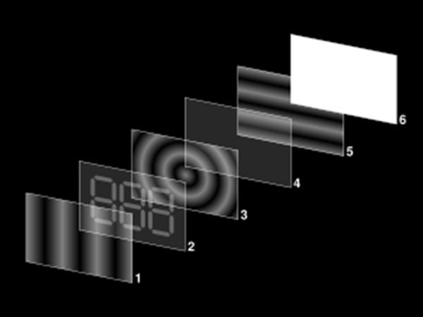 ridges to line up with the horizontal film 5 Horizontal filter film to block/allow light through.