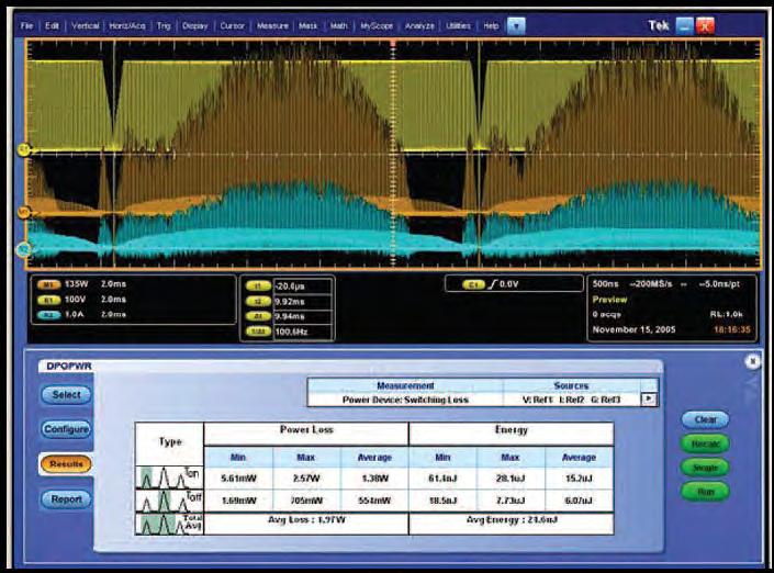 Digital and Mixed Signal Oscilloscopes DPO/DSA/MSO70000C and D Series Power Measurement and Analysis Software (Option PWR) Improvethe efficiency of switching power supplies with increased power