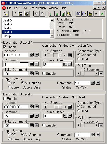 Input Status This function allows various types of information concerning, the input status, to be selected.