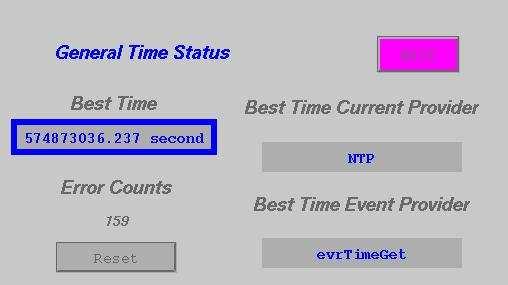 VR IO General Time Diagnostics Display epicstimegeturrent evrtimeget OK epicstimegetvent (Record Timestamps) evrtimegetsystem vent