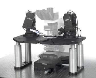 Mounting solutions for manipulators and microscopes Patch clamping, sharp electrode recording and other procedures requiring delicate and longterm positioning.