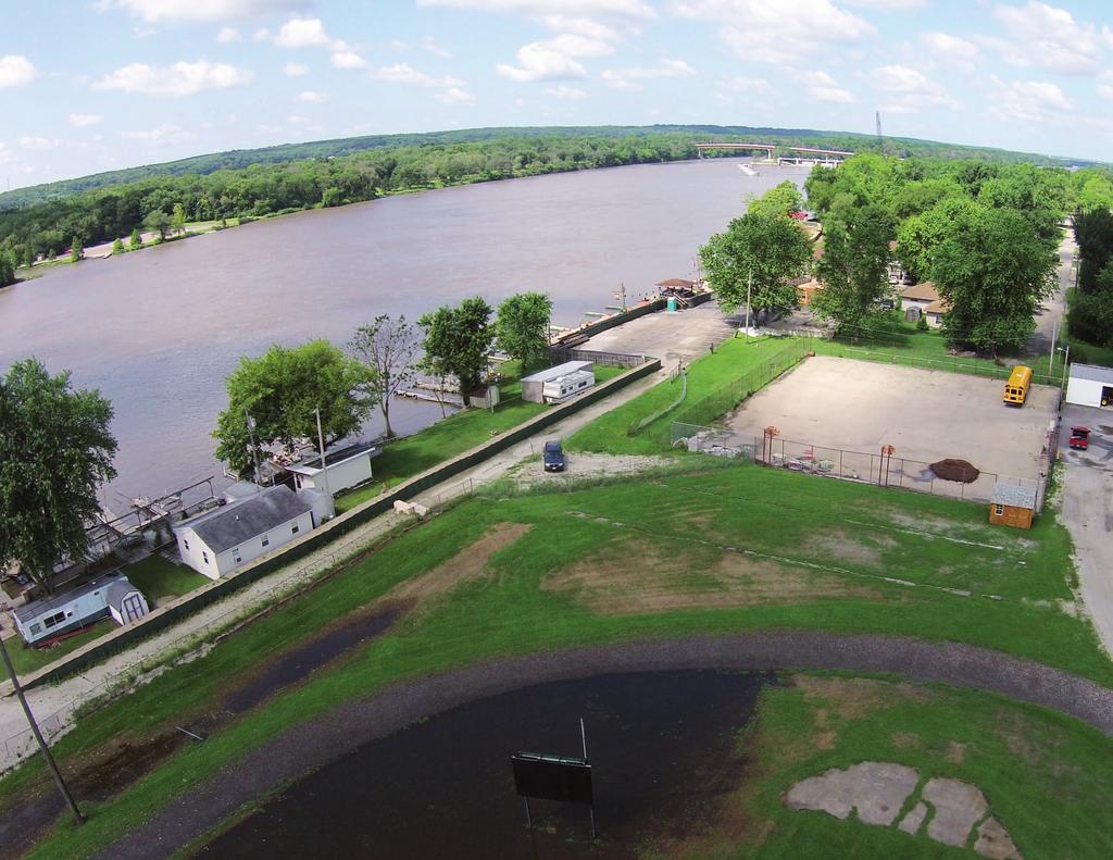 An aerial view of the Illinois River from above the Marseilles Elementary School football field.