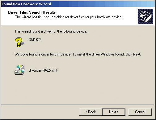 When it is found, the LecNet2 device name will be displayed. Click Next> to install the driver. 5.