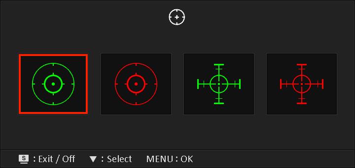 Press and to select between Aimpoint and Timer function. Press MENU to confirm the function you choose, and to go back, off, and exit.