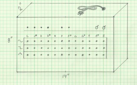 inch margin for visual separation between the control knob section and the note keys. The sketch provided below is drawn to scale and each green box from the graph paper represents one half inch.