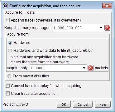 This brings up the Configure the acquisition dialog as follows: