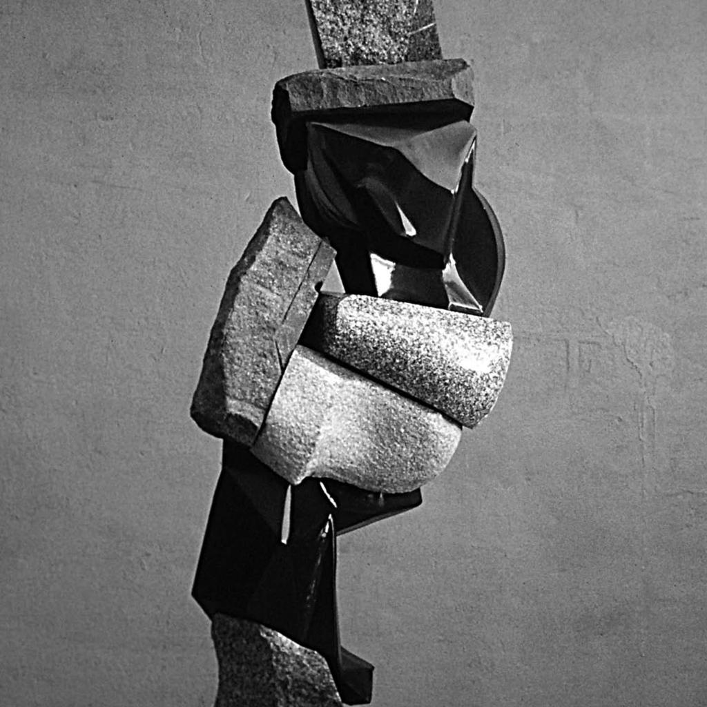 Blinders 85 x 33 x 20 granite and steel Each person s self is constructed from experiences mundane and extraordinary.