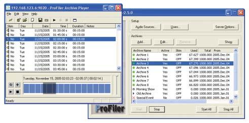 Telos Profiler Software Profiler Telos ProFiler Automated Program Archiving P/N 2201-00017 Enables radio stations to make MP3 audio logs of daily programs.