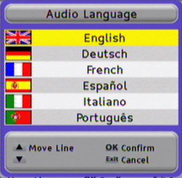 6. System Settings In the menu System Settings you will find all basic adjustments of the Receiver. 6.1. Menu Language Here you can choose the language which will be shown in the receiver.