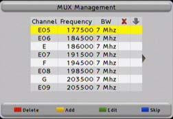 8.3. MUX Management Here you can modify the frequency list of the channels. In normal conditions, you do need no handling.