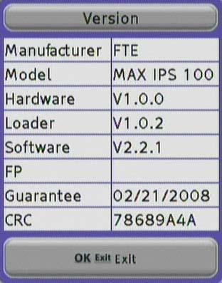 7. Version Here you get information about the hard and software from your receiver. Manufacturer Manufacturer of the receiver. Model Exact article name.
