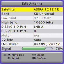 Selection of the satellite list of channels pre-loaded This option allows loading the channel list stored in your receiver, and you will not need to tune channels.