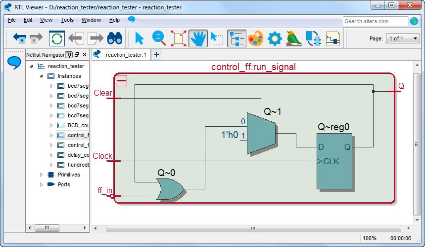 Figure 16. The RTL Viewer presentation of the control_ff circuit. The RTL Viewer is a very useful debugging aid.