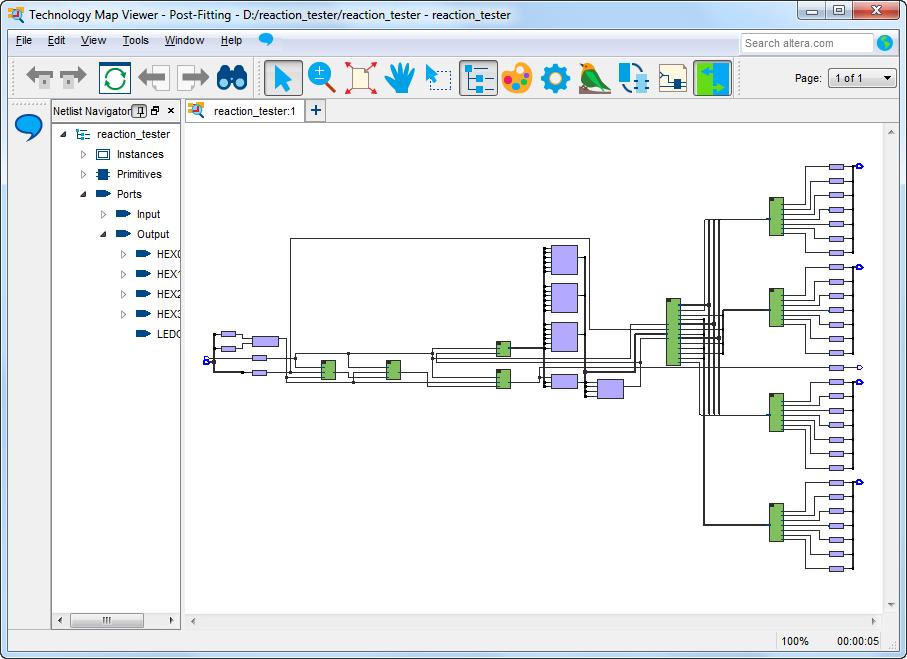 Figure 17. The Technology Map Viewer. 4.1.3 State Machine Viewer If a state machine exists in your design, the State Machine Viewer can be used to examine the implementation of FSMs that are a part of a designed circuit.