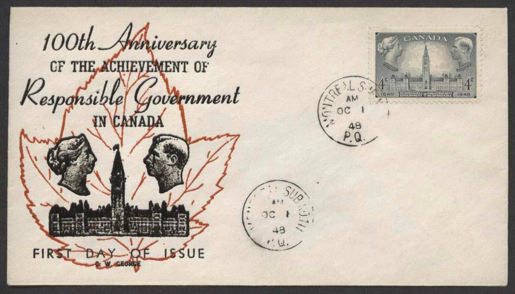 FIRST DAY COVERS OF THE 1948 CANADA RESPONSIBLE GOVERNMENT