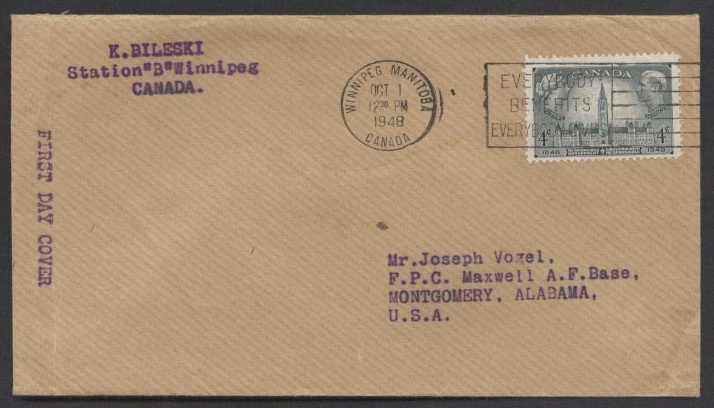 FDC No.: 277.903 K. Bileski Description: This typewritten cachet is similar to others produced by the late Winnipeg stamp dealer, K.