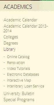 edu/academics/library How do I find the Library website? At the main http://htu.edu/ website, drop the black navigational bar and search for Library under the Academic heading. If using https://my.