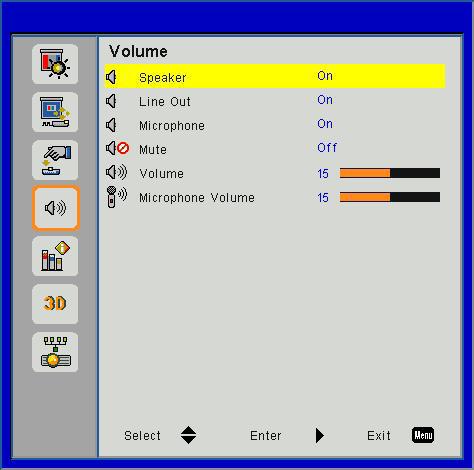 User Controls Volume Speaker Choose On to enable the speaker. Choose Off to disable the speaker. Line Out Choose On to enable the line out function. Choose Off to disable the line out function.