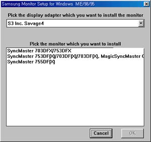 SyncMaster 731B / 931B / 731BF / 931BF Monitor Driver When prompted by the operating system for the monitor driver, insert the CD-ROM included with this monitor.