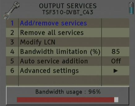- Remove all services: It allows removing all the services included in the multiplex.