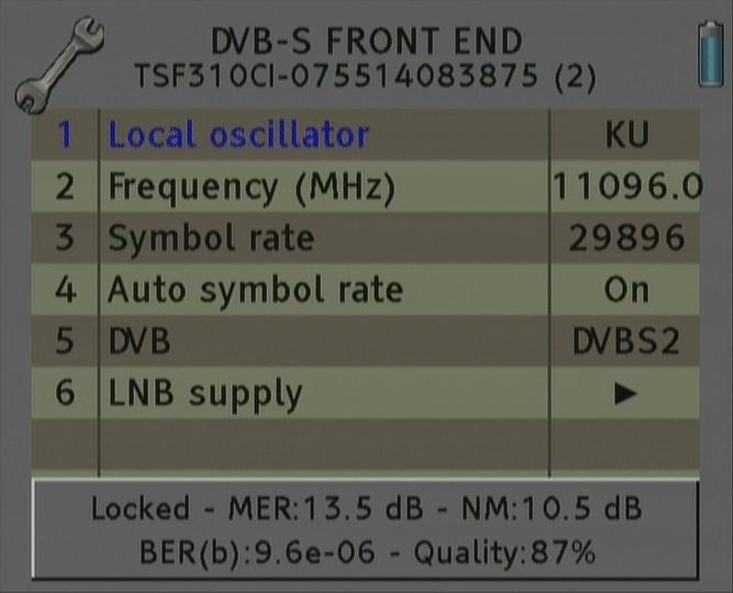 - MER: Parameter that indicates the quality of the input modulated digital signal, expressed in db.