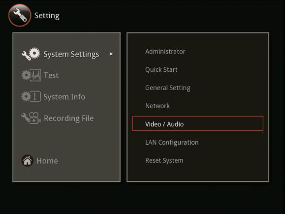 To Specify the Video/Audio Codec 1. Select Setting > System Settings > Video/Audio and press. 2. Select Video/Audio Codecs and press to specify the codec you want to support. AVer HVC support H.