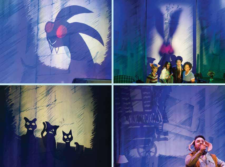 SHADOW PUPPETS Sometimes during the show, there will be a light turned on behind the backdrops and I will see
