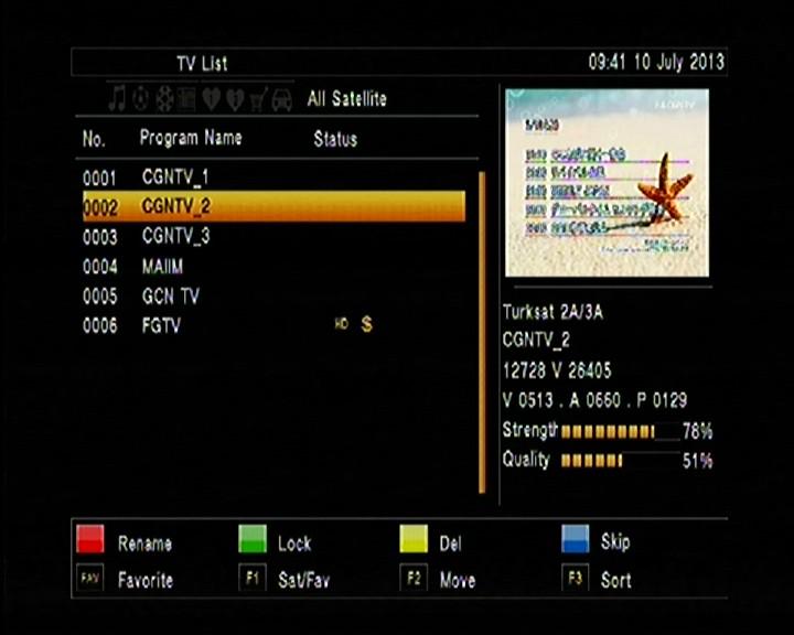 The EPG supplies information such as channel listings and starting and ending times for all available channels. Press [EPG] key to display EPG screen.
