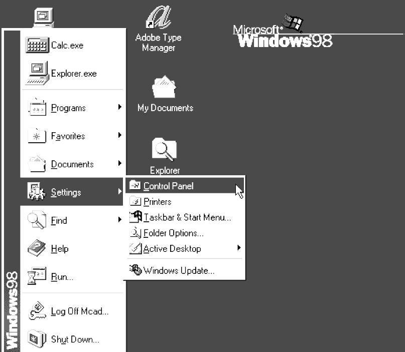 Setting up Your PC Software (Based on Widows 98) The Windows display-settings for a typical computer are shown below.