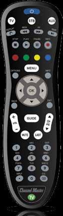 Remote Control 10 Remote Control The Vol +/- and MUTE keys can be configured to control both your Channel Master TV and TV while Controlling Your TV and other A/V Devices The Universal Remote Control