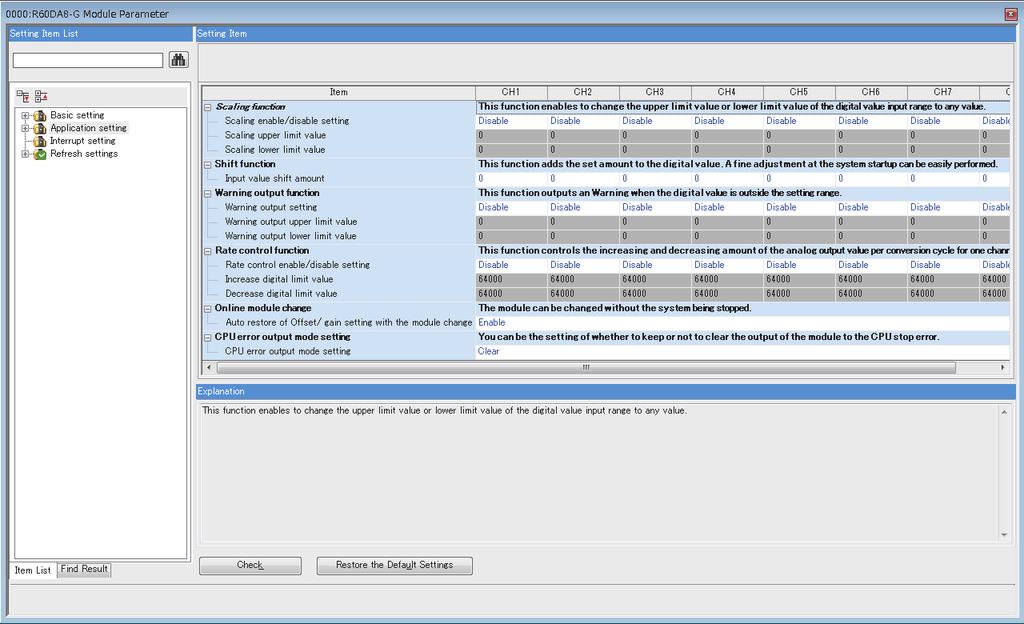 2.2 Application Setting Setting procedure Open "Application setting" of the engineering tool. 1. Start Module parameter.