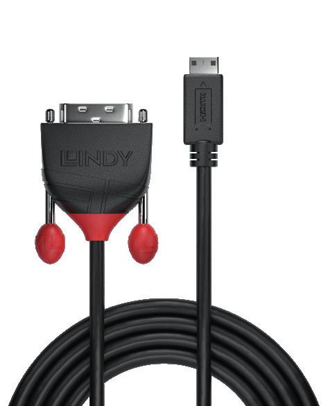 LINEAR THINKING LINDY CABLE LINES HDMI 25 HDMI TO DVI Black Line robust PVC housing nickel connectors 24K gold plated contacts triple shielded