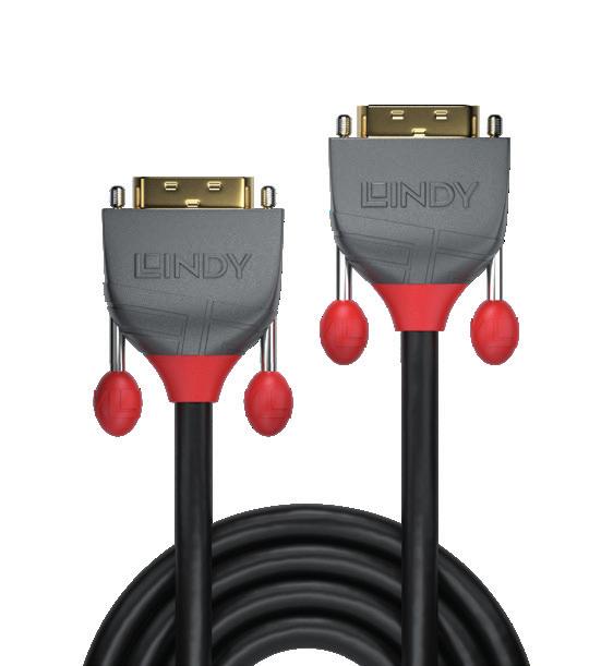LINEAR THINKING LINDY CABLE LINES DVI 29 DVI-D DUAL LINK Anthra Line robust PVC housing 24K gold plated connectors & contacts triple shielded cable corrosion resistant bare copper 24/28AWG conductors