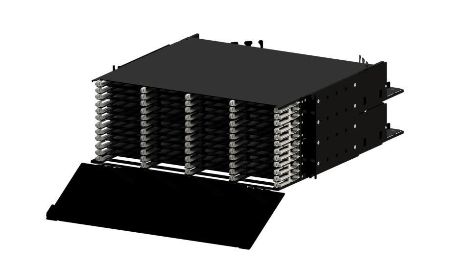 LANmark-OF ENSPACE Patch Panels Optical patch panel with Ultra High Density: up to 144x LCs or 72x MTP in a rack height unit Up to 12x ENSPACE modules in 1U 3