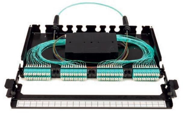 LANmark-OF Plug&Play Panel Optimised for splicing with Plug&PLay Adaptor Plates and Pigtails Up to 4 splice cassettes and 1 cover Large splice cassettes for improved fibre management inside cassettes
