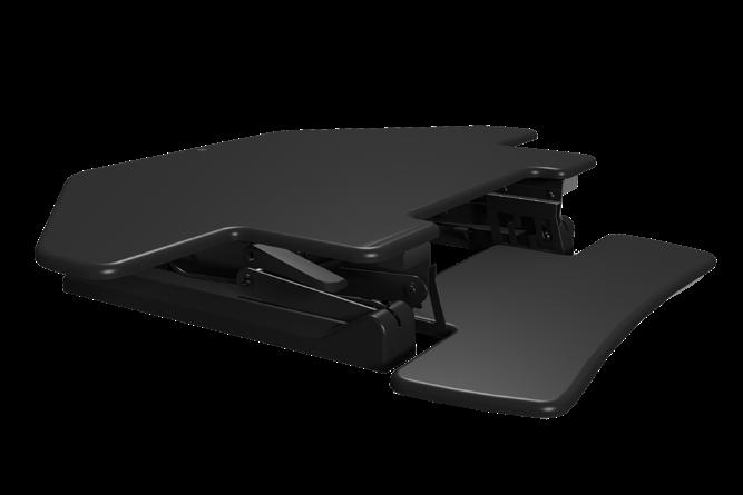 standard desks Adjust your workspace height with lockable gas spring mechanism Comes standard in black finish