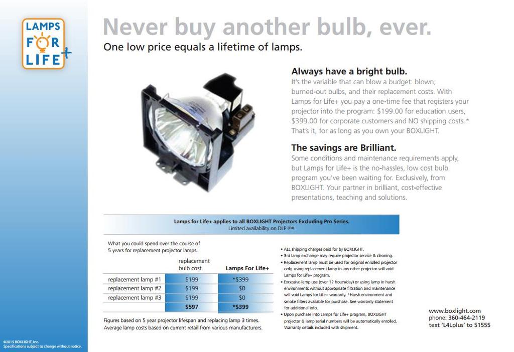 Lamps for Life - Corporate Lamps for Life information Lamps for Life FAQ Lamps for life page Lamps for Life for education Lamps for Life for Corporate Flat Panel Warranty: BOXLIGHT, Inc.