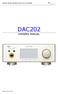 OWNERS MANUAL FOR WEISS DAC202 D/A CONVERTER DAC202 OWNERS MANUAL. Page 1 Date: 03/10