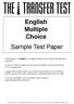 English Multiple Choice Sample Test Paper