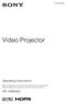 Video Projector. Operating Instructions VPL-HW55ES (1)