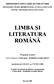 LIMBA ŞI LITERATURA ROMÂNĂ