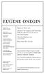 eugene onegin First time this season Opera in three acts