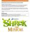 SHREK the Musical: Information, Audition Requirements, and Rehearsal Schedule