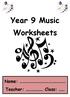 Year 9 Music Worksheets