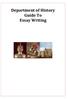Department of History Guide To Essay Writing