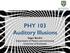 PHY 103 Auditory Illusions. Segev BenZvi Department of Physics and Astronomy University of Rochester