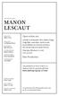 manon lescaut New Production Opera in four acts