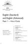 English (Standard) and English (Advanced)