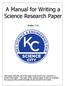 A Manual for Writing a Science Research Paper